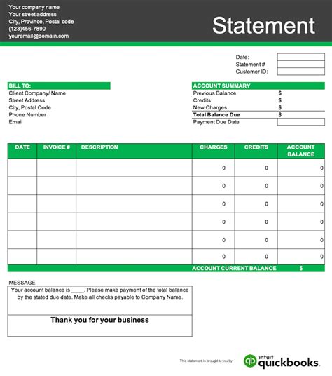 Statement of Account Sample and Template.